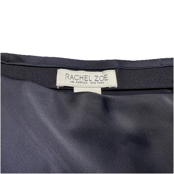 Rachel Zoe Satin Pull On Midi Skirt Black Size 6 Elastic Waist NWT (257) - Picture 6 of 7